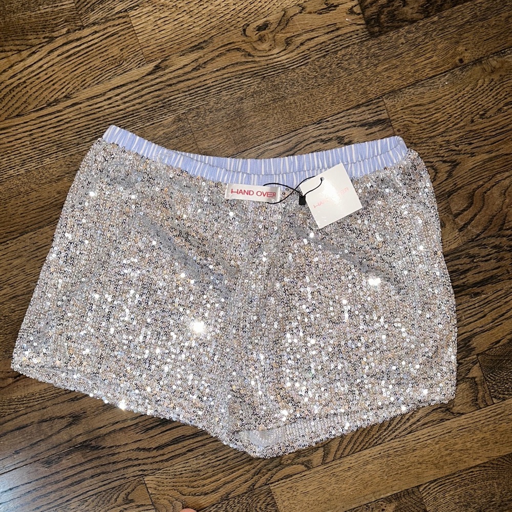 Hand Over Silver Sequin Women's Shorts